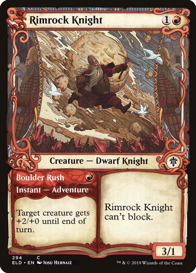 Rimrock Knight // Boulder Rush (Showcase) [Throne of Eldraine] | Anubis Games and Hobby