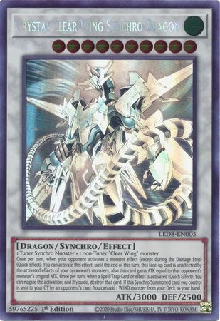 Crystal Clear Wing Synchro Dragon [LED8-EN005] Ghost Rare | Anubis Games and Hobby