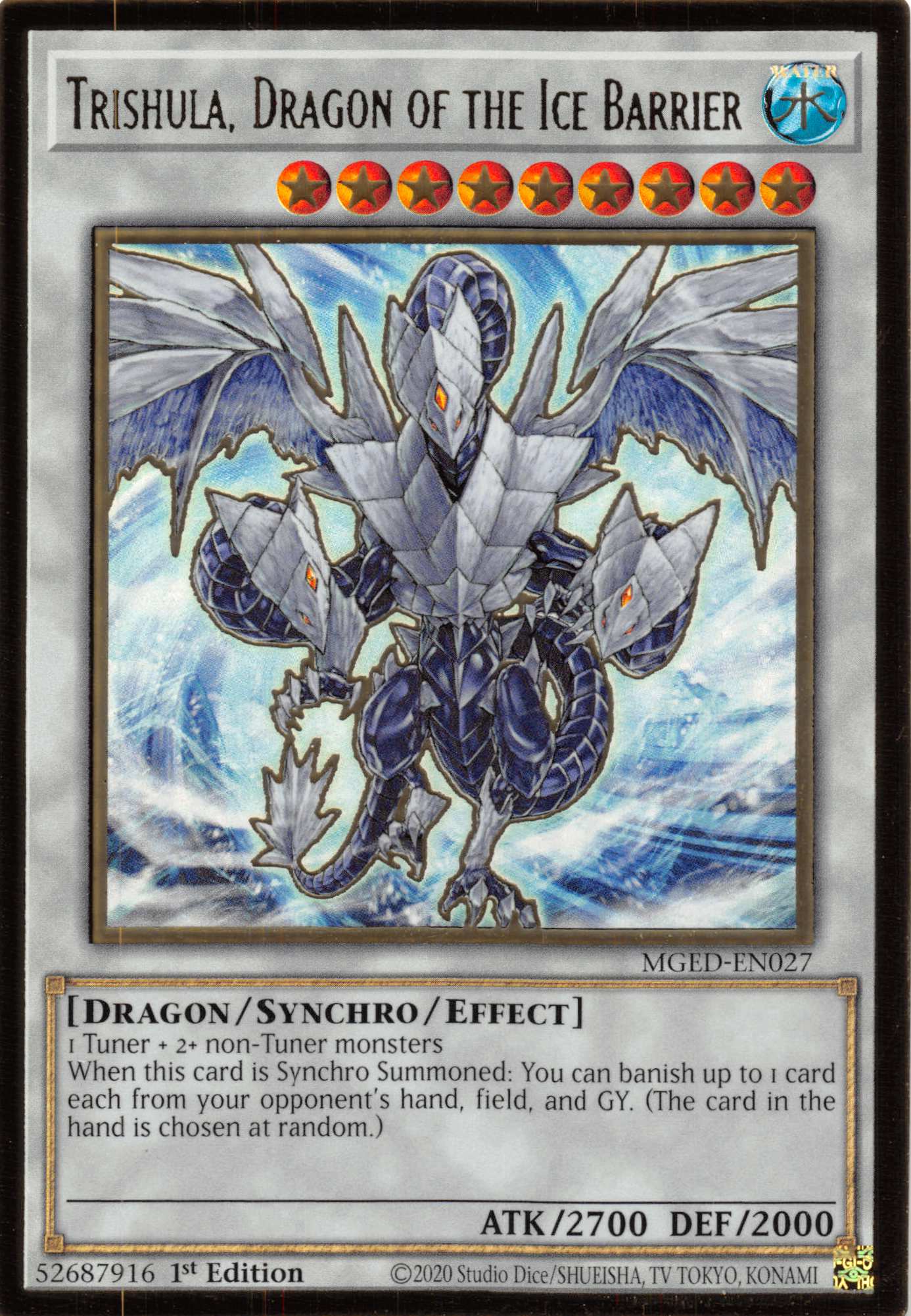 Trishula, Dragon of the Ice Barrier [MGED-EN027] Gold Rare | Anubis Games and Hobby