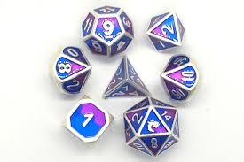 Dragon Metal RPG dice - Purple/Blue | Anubis Games and Hobby