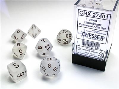 Frosted Clear/Black 7-Die Set | Anubis Games and Hobby