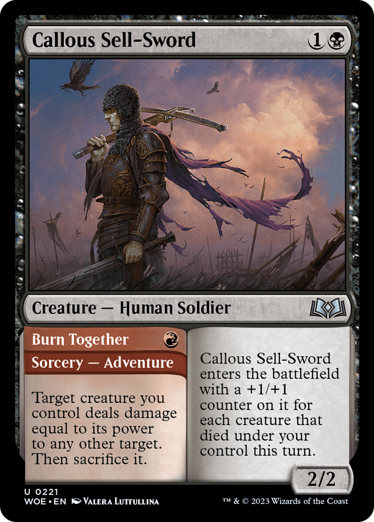 Callous Sell-Sword // Burn Together [Wilds of Eldraine] | Anubis Games and Hobby