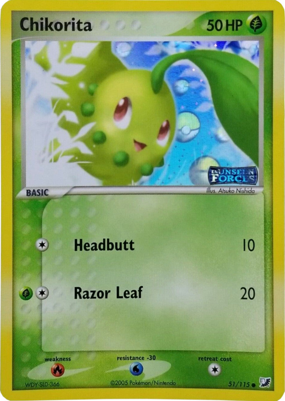 Chikorita (51/115) (Stamped) [EX: Unseen Forces] | Anubis Games and Hobby