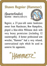 1996 Shawn "Hammer" Regnier Biography Card [World Championship Decks] | Anubis Games and Hobby