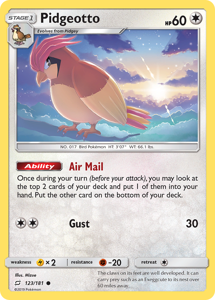 Pidgeotto (123/181) [Sun & Moon: Team Up] | Anubis Games and Hobby