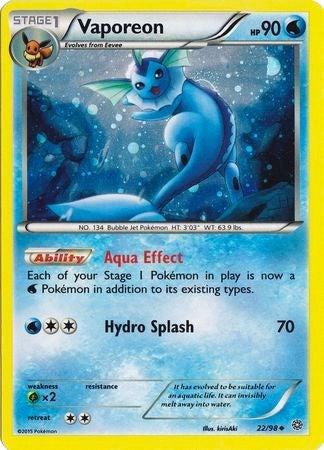 Vaporeon (22/98) (Cosmos Holo) [XY: Ancient Origins] | Anubis Games and Hobby