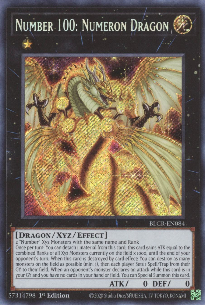 Number 100: Numeron Dragon [BLCR-EN084] Secret Rare | Anubis Games and Hobby