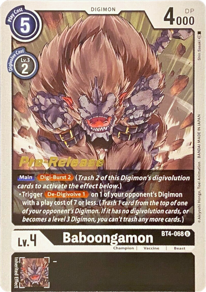 Baboongamon [BT4-068] [Great Legend Pre-Release Promos] | Anubis Games and Hobby