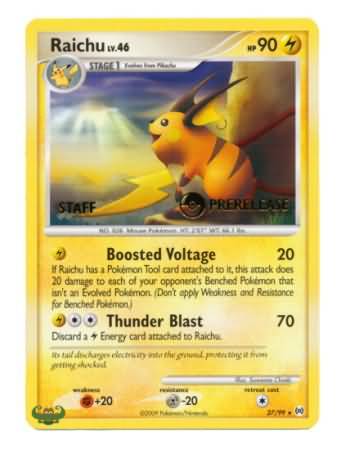 Raichu (27/99) (Staff Prerelease Promo) [Nintendo: Black Star Promos] | Anubis Games and Hobby