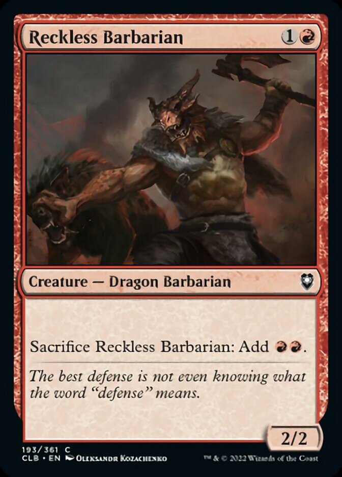 Reckless Barbarian [Commander Legends: Battle for Baldur's Gate] | Anubis Games and Hobby