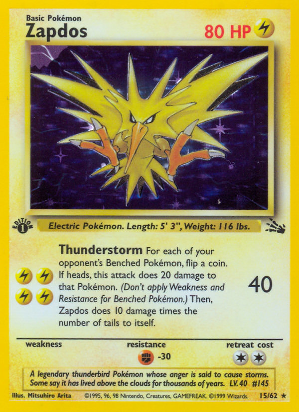 Zapdos (15/62) [Fossil 1st Edition] | Anubis Games and Hobby