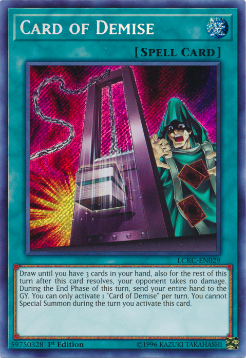 Card of Demise [LCKC-EN029] Secret Rare | Anubis Games and Hobby