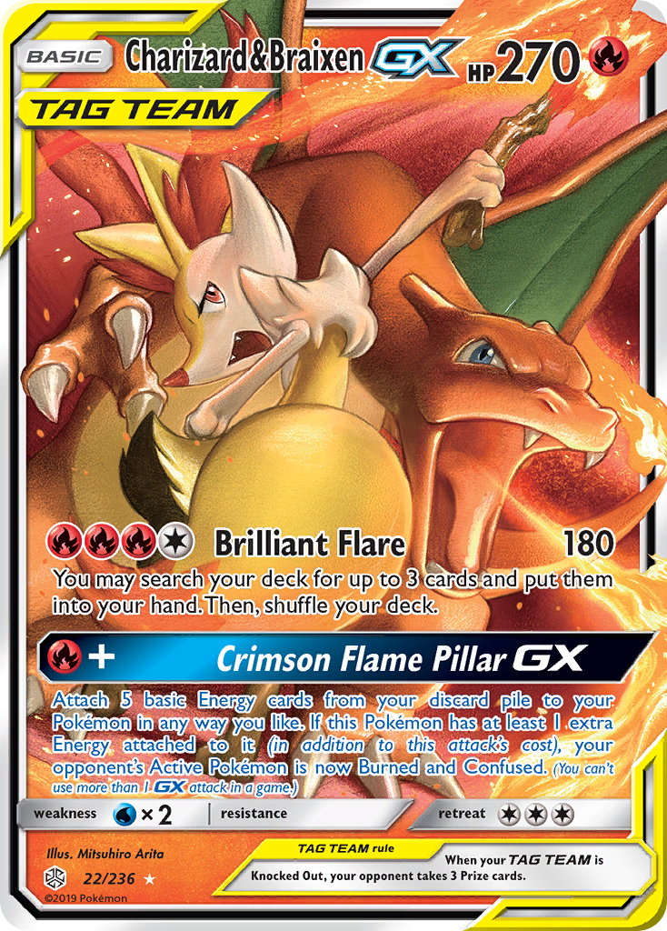 Charizard & Braixen GX (22/236) [Sun & Moon: Cosmic Eclipse] | Anubis Games and Hobby