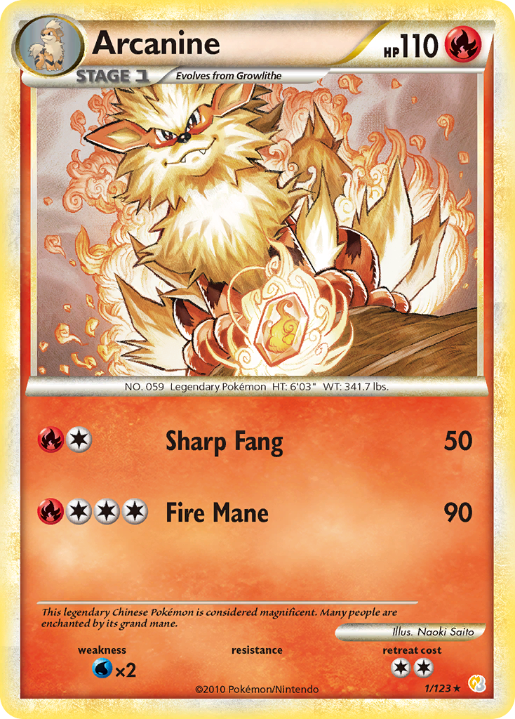 Arcanine (1/123) [HeartGold & SoulSilver: Base Set] | Anubis Games and Hobby