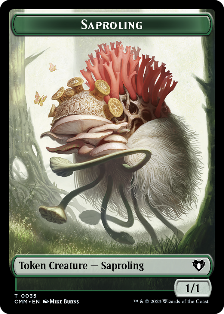 Saproling // Dragon (0021) Double-Sided Token [Commander Masters Tokens] | Anubis Games and Hobby