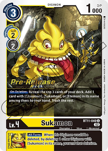 Sukamon [BT11-040] [Dimensional Phase Pre-Release Promos] | Anubis Games and Hobby