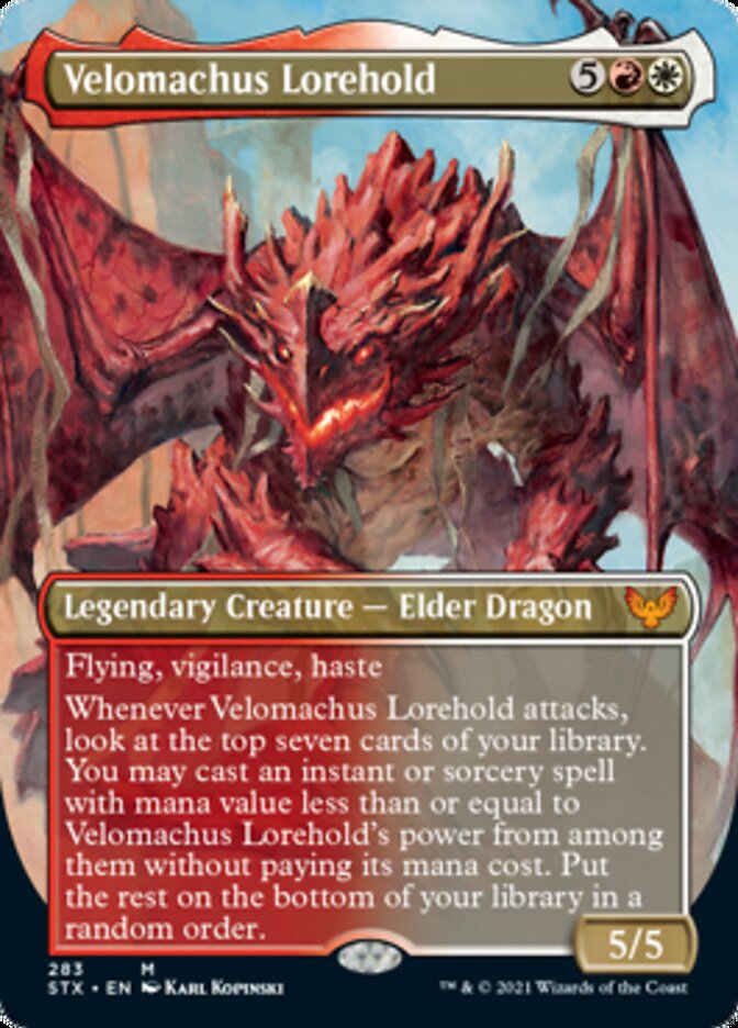 Velomachus Lorehold (Borderless Alternate Art) [Strixhaven: School of Mages] | Anubis Games and Hobby