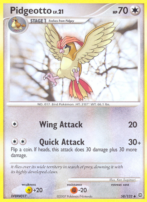 Pidgeotto (58/132) [Diamond & Pearl: Secret Wonders] | Anubis Games and Hobby