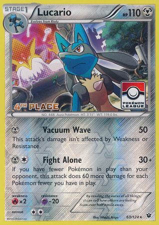 Lucario (63/124) (League Promo 4th Place) [XY: Fates Collide] | Anubis Games and Hobby