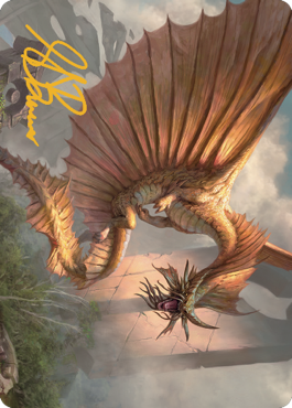 Ancient Gold Dragon Art Card (28) (Gold-Stamped Signature) [Commander Legends: Battle for Baldur's Gate Art Series] | Anubis Games and Hobby