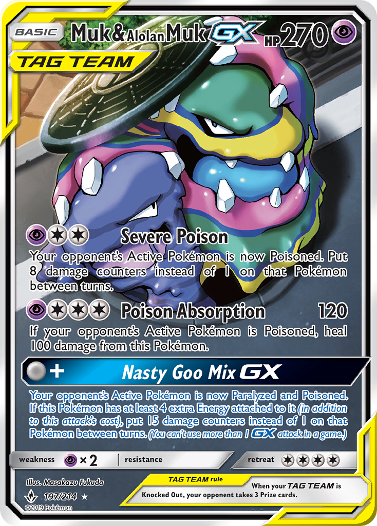 Muk & Alolan Muk GX (197/214) [Sun & Moon: Unbroken Bonds] | Anubis Games and Hobby