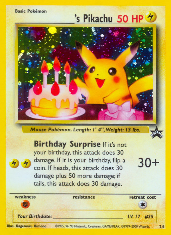 _____'s Pikachu (24) (Birthday Pikachu) [Wizards of the Coast: Black Star Promos] | Anubis Games and Hobby