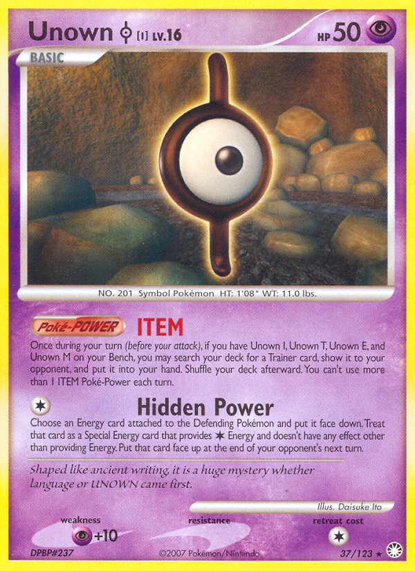 Unown I (37/123) [Diamond & Pearl: Mysterious Treasures] | Anubis Games and Hobby