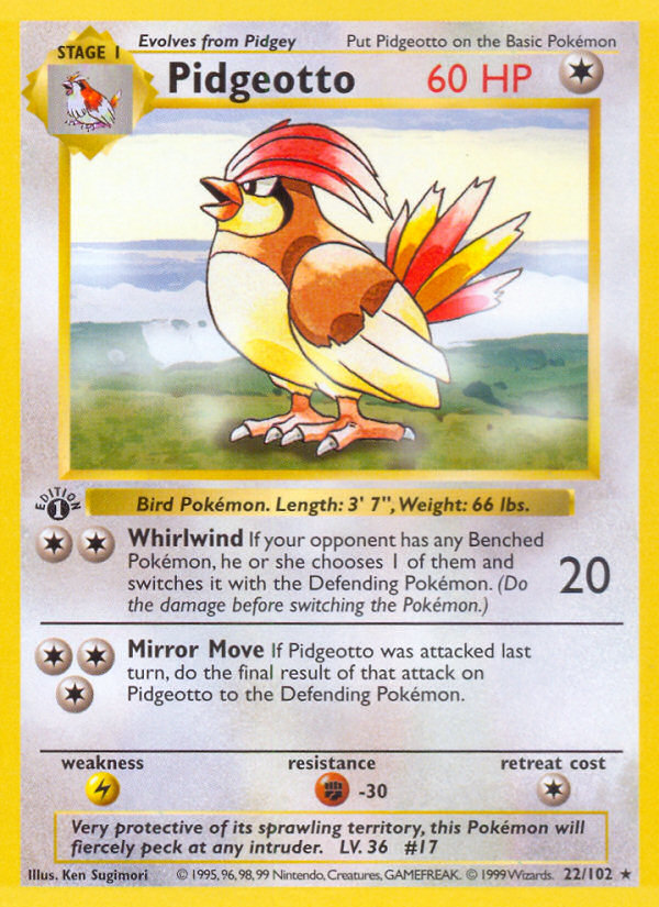 Pidgeotto (22/102) (Shadowless) [Base Set 1st Edition] | Anubis Games and Hobby