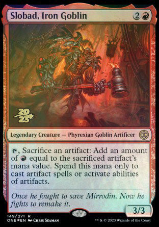 Slobad, Iron Goblin [Phyrexia: All Will Be One Prerelease Promos] | Anubis Games and Hobby