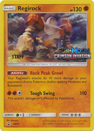 Regirock (SM74) (Staff Prerelease Promo) [Sun & Moon: Black Star Promos] | Anubis Games and Hobby