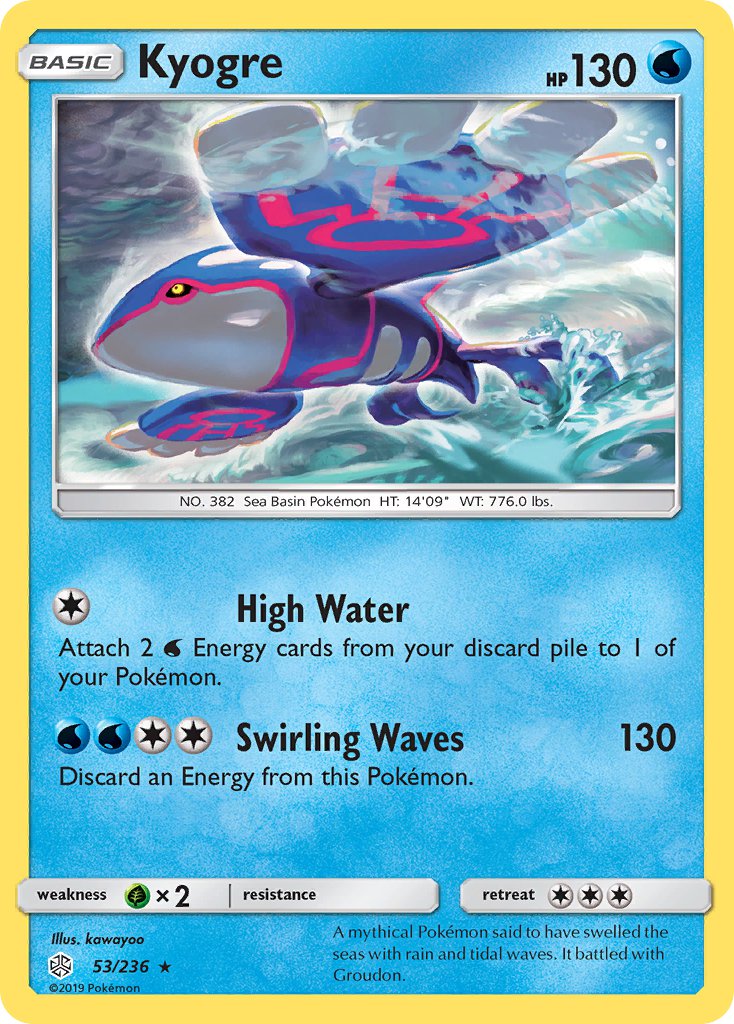 Kyogre (53/236) (Cracked Ice Holo) (Theme Deck Exclusive) [Sun & Moon: Cosmic Eclipse] | Anubis Games and Hobby