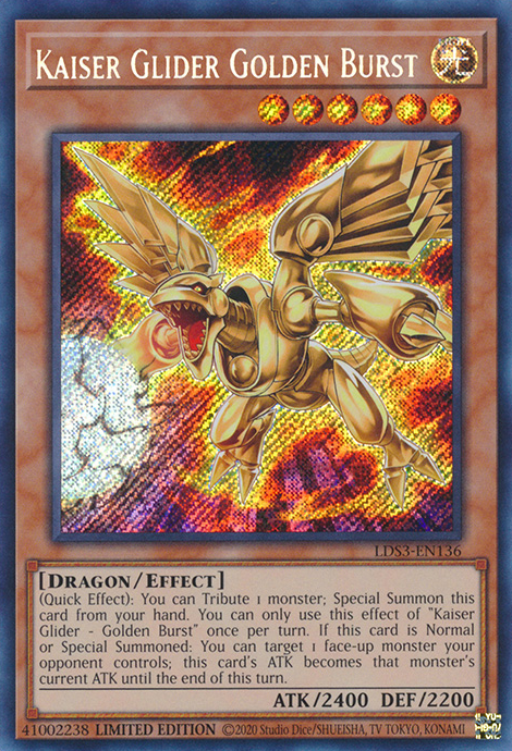 Kaiser Glider Golden Burst [LDS3-EN136] Secret Rare | Anubis Games and Hobby