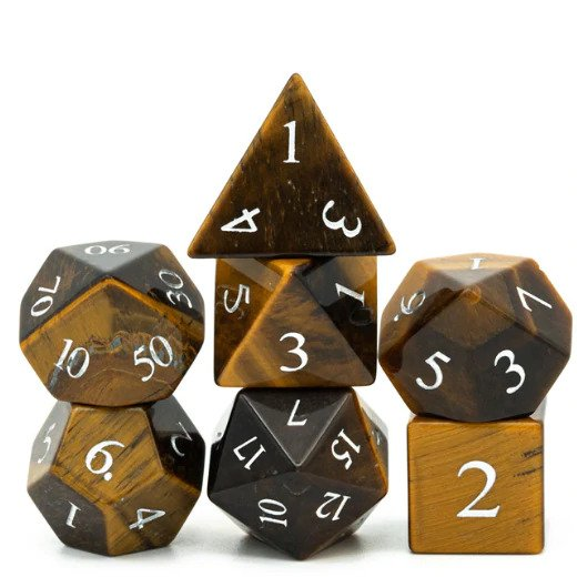 Tiger's Eye Engraved Stone Dice | Anubis Games and Hobby