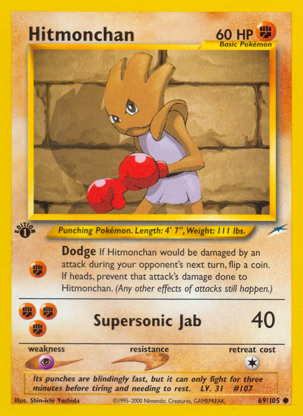 Hitmonchan (69/105) [Neo Destiny 1st Edition] | Anubis Games and Hobby