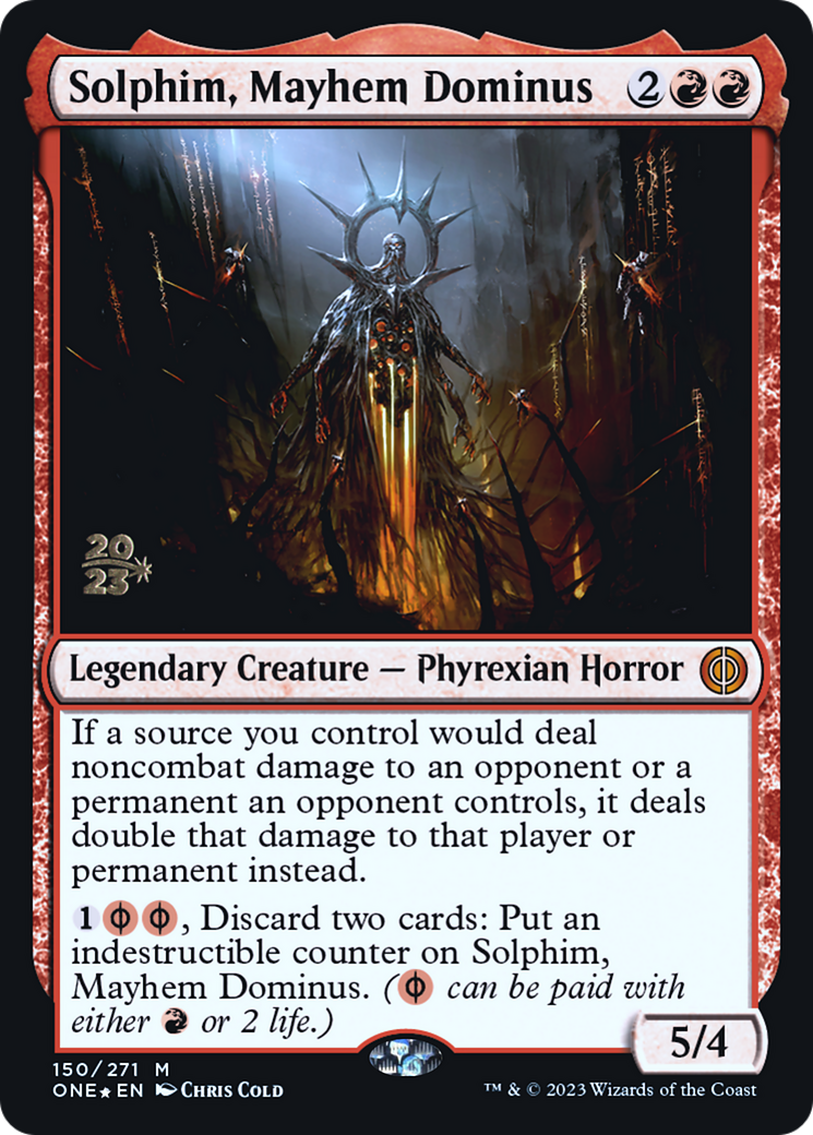 Solphim, Mayhem Dominus [Phyrexia: All Will Be One Prerelease Promos] | Anubis Games and Hobby
