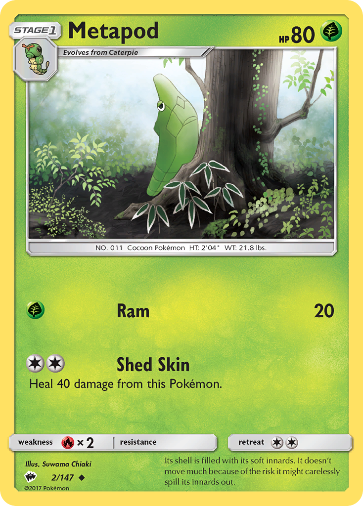 Metapod (2/147) [Sun & Moon: Burning Shadows] | Anubis Games and Hobby