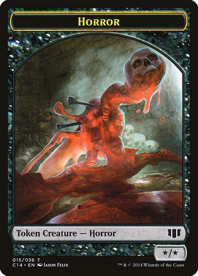 Horror // Zombie (016/036) Double-Sided Token [Commander 2014 Tokens] | Anubis Games and Hobby