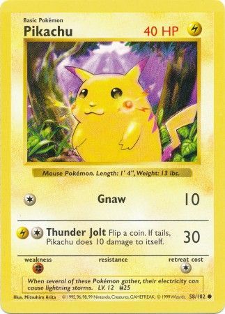 Pikachu (58/102) (Red Cheeks Misprint) [Base Set Shadowless Unlimited] | Anubis Games and Hobby