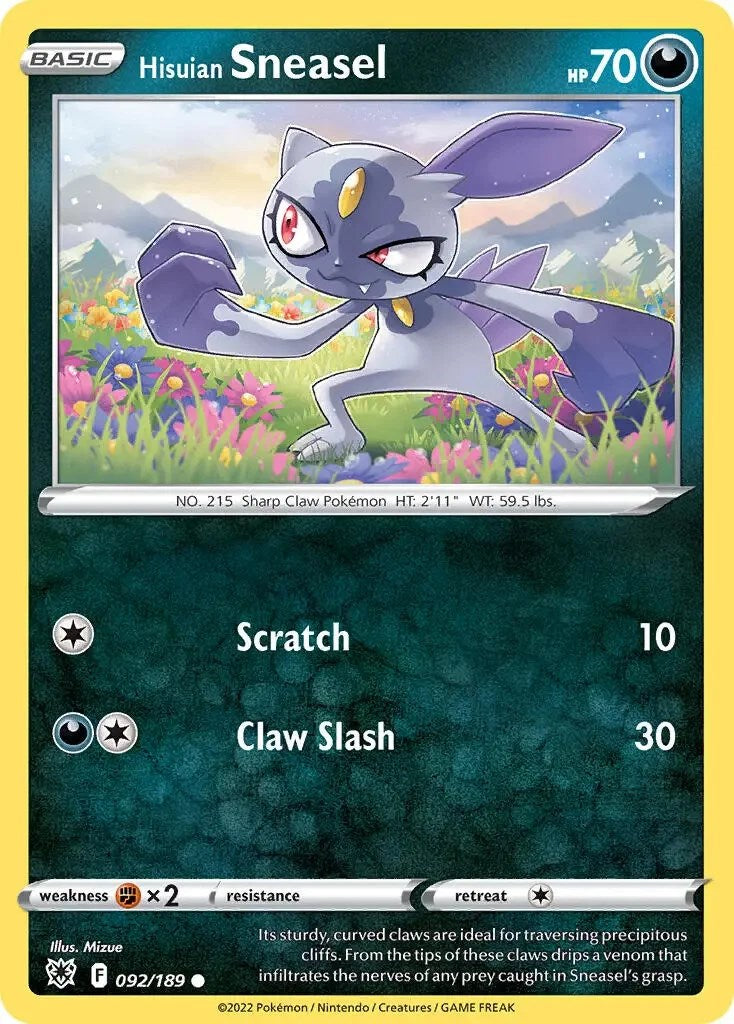 Hisuian Sneasel (092/189) (Theme Deck Exclusive) [Sword & Shield: Astral Radiance] | Anubis Games and Hobby