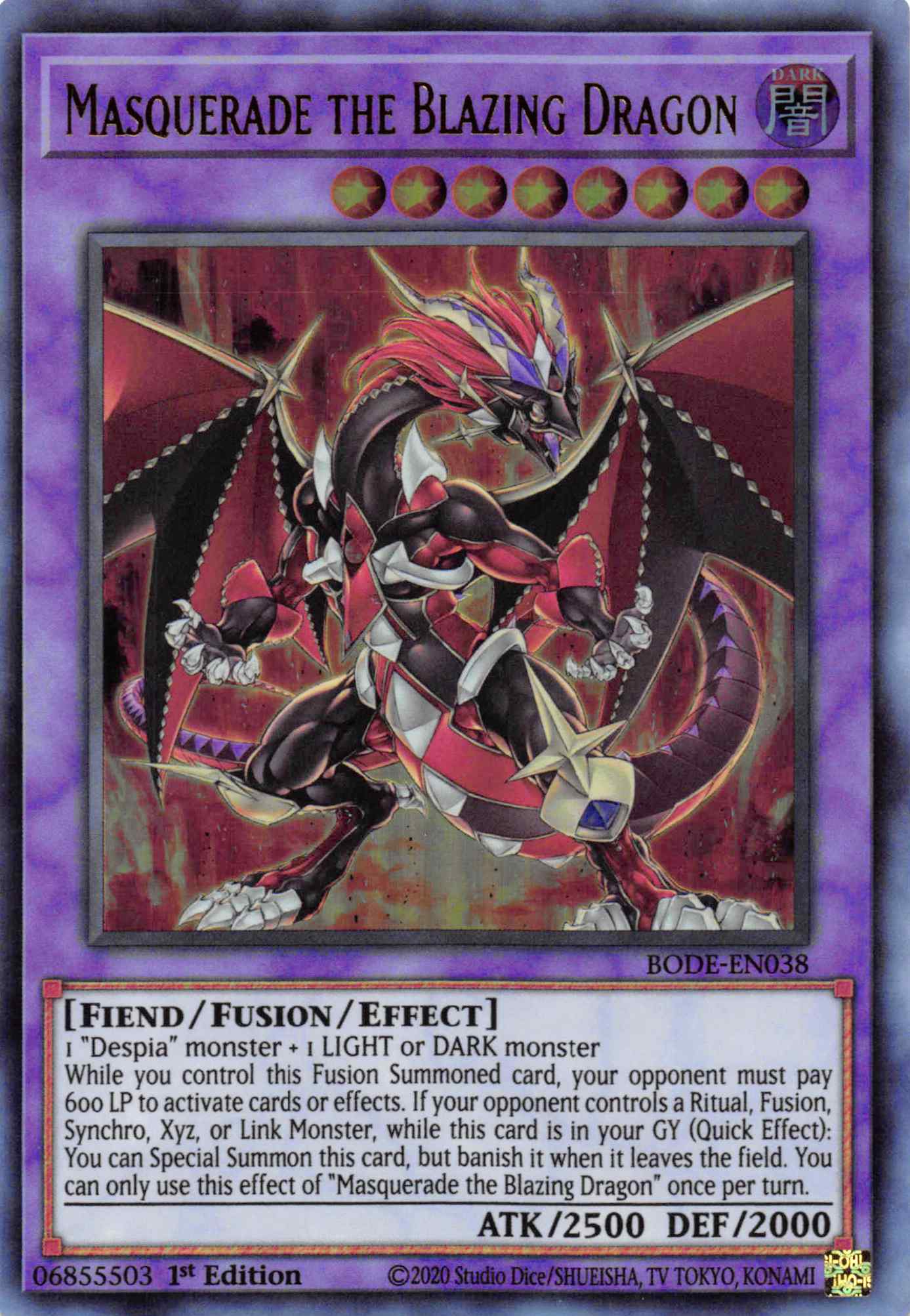 Masquerade the Blazing Dragon [BODE-EN038] Ultra Rare | Anubis Games and Hobby