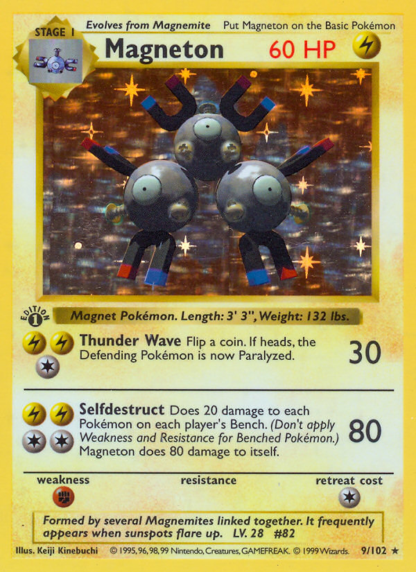 Magneton (9/102) (Shadowless) [Base Set 1st Edition] | Anubis Games and Hobby