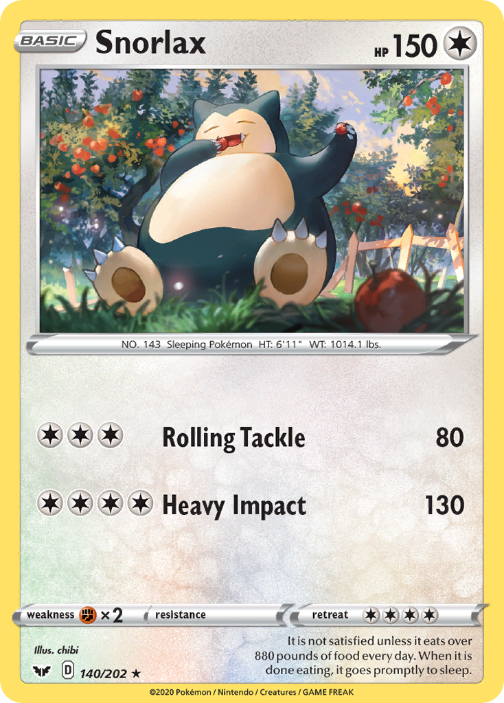 Snorlax (140/202) [Sword & Shield: Base Set] | Anubis Games and Hobby