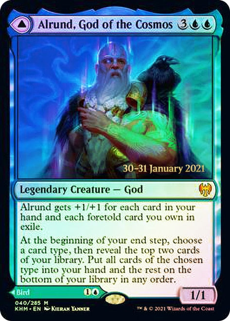 Alrund, God of the Cosmos // Hakka, Whispering Raven [Kaldheim Prerelease Promos] | Anubis Games and Hobby