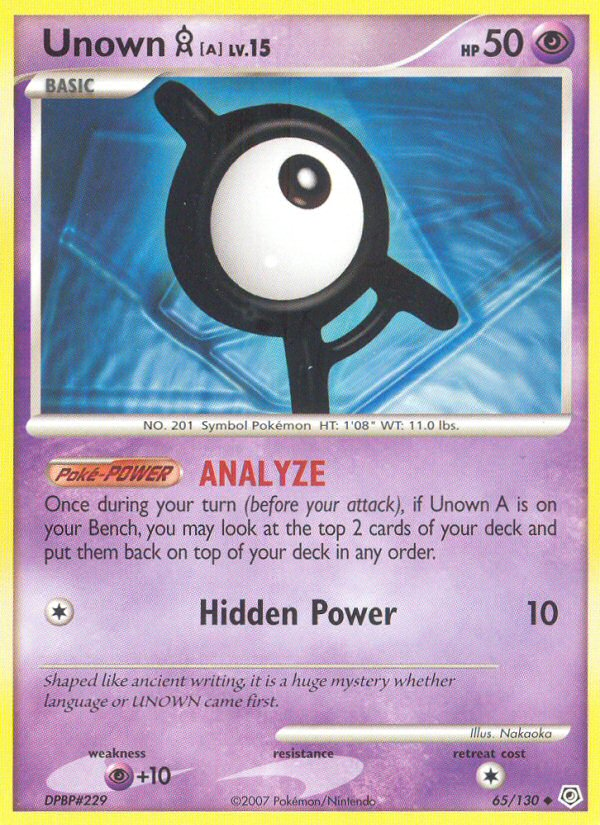 Unown A (65/130) [Diamond & Pearl: Base Set] | Anubis Games and Hobby