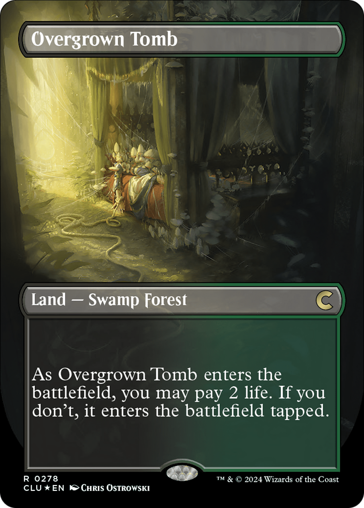 Overgrown Tomb (Borderless) [Ravnica: Clue Edition] | Anubis Games and Hobby