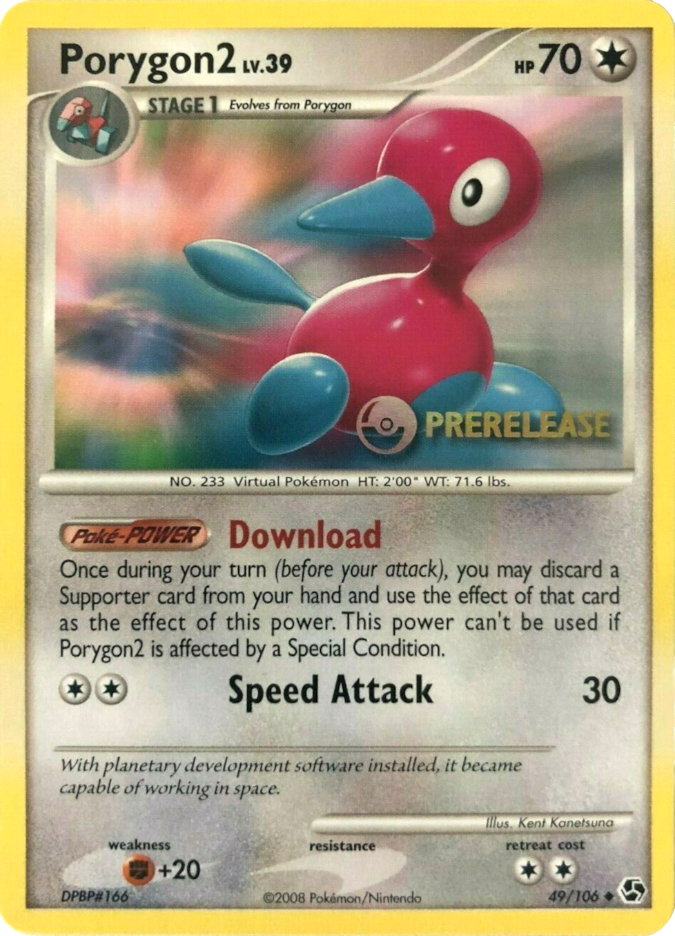 Porygon2 (49/106) (Prerelease Promo) [Diamond & Pearl: Black Star Promos] | Anubis Games and Hobby