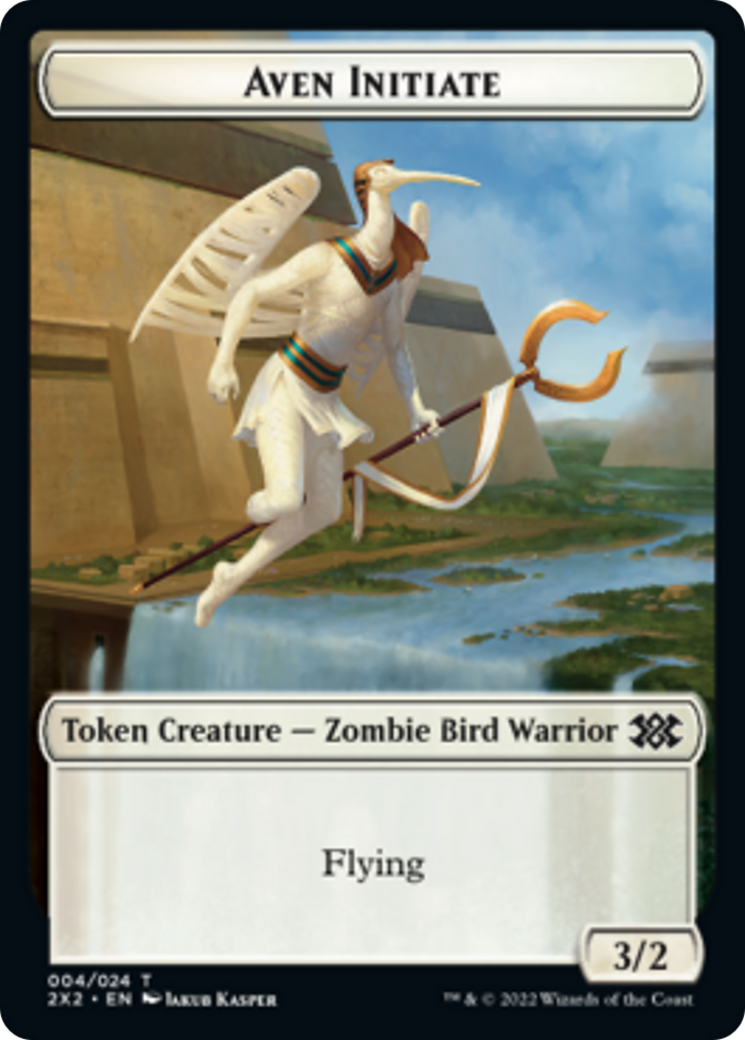 Worm // Aven Initiate Double-Sided Token [Double Masters 2022 Tokens] | Anubis Games and Hobby