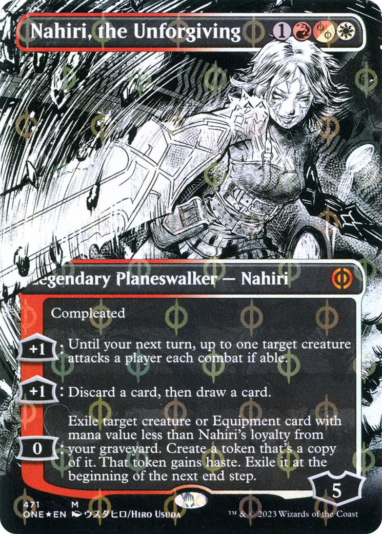 Nahiri, the Unforgiving (Borderless Manga Step-and-Compleat Foil) [Phyrexia: All Will Be One] | Anubis Games and Hobby