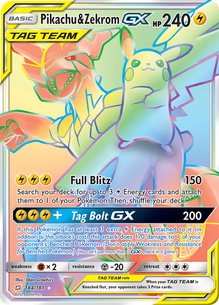 Pikachu & Zekrom GX (184/181) [Sun & Moon: Team Up] | Anubis Games and Hobby