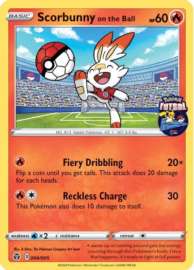 Scorbunny on the Ball (004/005) [Pokemon Futsal Collection] | Anubis Games and Hobby